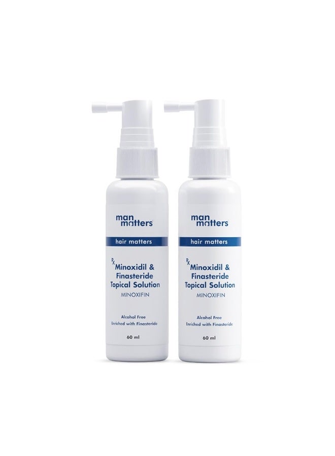 Man Matters 5% Minoxidil + 0.1% Finasteride Solution 60ml | For Hair Loss & Hair Growth |  (Pack of 2) - Image 1